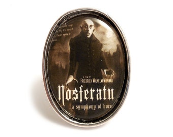 Gothic Nosferatu vampire adjustable unisex silver ring - A symphony of horror 1922 Dracula goth steampunk