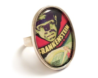 Frankenstein's monster ring - silver adjustable unisex ring Boris Karloff 1931 gothic goth