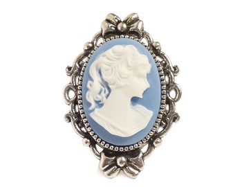 Victorian cameo ring Beautiful Blue lady adjustable ring elegant gothic goth Steampunk elegance