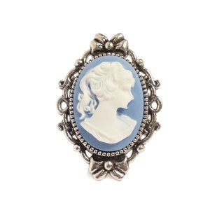 Victorian cameo ring Beautiful Blue lady adjustable ring elegant gothic goth Steampunk elegance