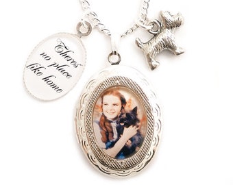 There's no place like Home Toto & Dorothy Wizard of Oz charm locket necklace pendant