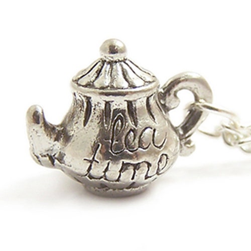 Tea Cup Necklace Alice in Wonderland Silver Necklace It's Etsy