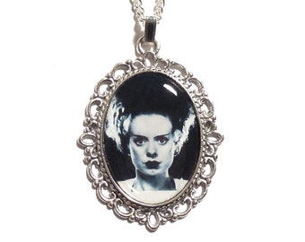 The Bride of Frankenstein necklace pendant silver Universal Studios 1935 gothic goth monster