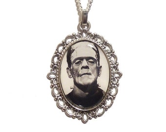 Frankenstein necklace pendant Frankenstein's monster gothic silver unisex pendant -  Boris Karloff 1931