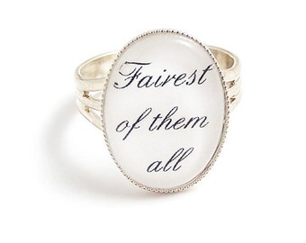 Fairest of them all silver ring Snow White fairytale adjustable ring Fairy tale inspired