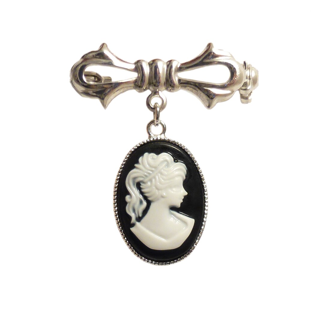 Black & White Victorian Cameo Brooch - Beautiful Portrait of a Lady ...