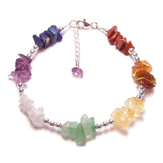 Rainbow Fluorite Gem Chip Bracelet Sterling Silver Rainbow Fluorite Gem Chip Bracelet Sterling Silver