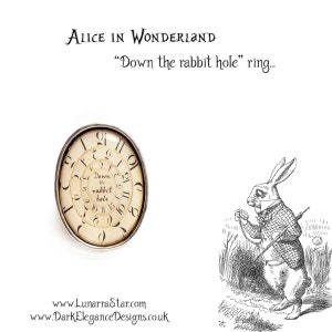 Alice in Wonderland silver ring Down the rabbit hole adjustable ring image 4