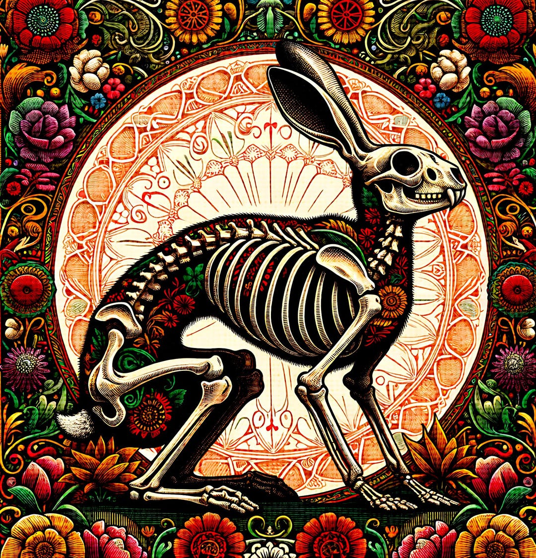 Goth Folklore Macabre Rabbit Skeleton Retro Shower Curtain Vintage Dark ...