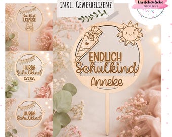 SVG Schoolchild Cake Topper File | Laser File for First Day of School | Customizable | SVG for Laser | Cake Topper for Back to School | Includes Commercial License