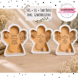 Erinnerungsengel SVG + STL + 3MF | Laserdatei & 3D Druck Datei | Gedenkengel mit Inlay | Trauer Deko | Gewerbelizenz | Erinnerung Geschenk