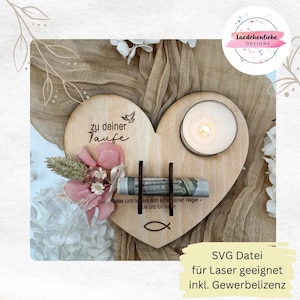 Bougie chauffe-plat SVG Cadeau d'argent Baptême Confirmation Communion Coeur Argent Fichier numérique laser