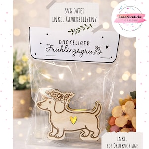 SVG + PDF Druckvorlage Frühling digitale Datei Laser | 3mm | Dackeliger Frühlingsgruß | inkl. Gewerbelizenz | Ballonlicht Frühlingsdeko