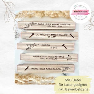 SVG Papa Vater Vatertag Zollstock Geschenk Superheld der Beste digitale Datei Laser Mann