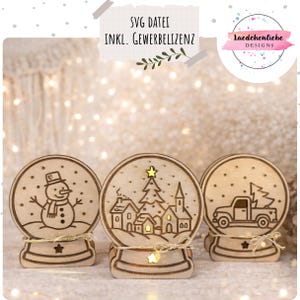 SVG + PDF Winter Schneekugel Weihnachten Ballonlichter Set • inkl. Gewerbelizenz • Winterdekoration digitale Datei Laser Druckvorlage Diy