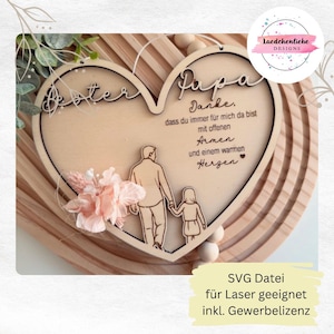 SVG Papa Vater Vatertag Herz Herzen Aufhänger digitale Datei Laser inkl. Gewerbelizenz Vatertagsgeschenk
