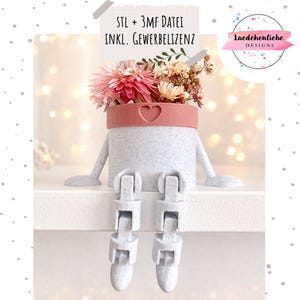 3D Druck Datei Blumentopf mit Beinen bewegliche Beine STL und 3mf für 3DDrucker Märkte und SB Häuschen inkl. Gewerbelizenz gelenkig Blumen
