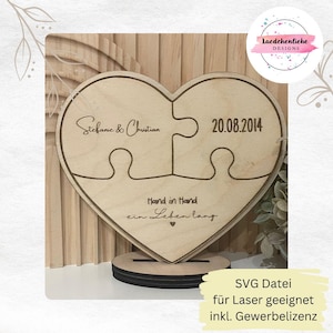 SVG Puzzle Puzzleteile Muttertag Mama Mutter Familie Paar Hochzeit Hochzeitsgeschenk Herz Aufsteller4mm digitale Datei Laser