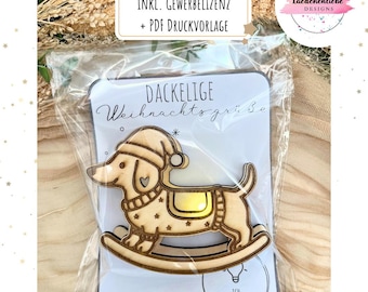 SVG + PDF Christmas Balloon Light Dachshund • incl. commercial license • Winter decoration digital file laser • incl. print template DIY 3 mm