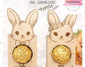 Opakowanie na czekoladową bombkę w formacie SVG z plikiem laserowym | Zajączek wielkanocny | Króliczek wielkanocny | z licencją komercyjną | Prezent wielkanocny 3 mm