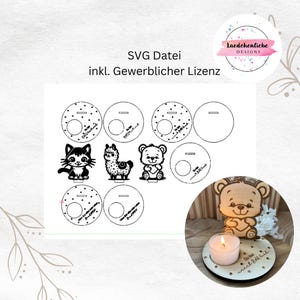 SVG Lama Katze Bär Teelicht Mitbringsel Geschenk 3mm und 4mm wertschätzung