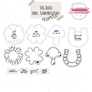 SVG file laser-cut • New Year's Eve • Lucky charm • incl. commercial license | New Year | DIY tealight holder gift | Lucky mushroom | Four-leaf clover image 3