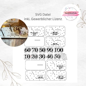 SVG Geburtstag Kartenhalter Gutschein Halter Geburtstagsteller Laserdatei