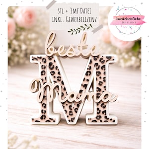 STL + 3MF | Mama Leo lettering 3D print file | incl. commercial license | Mother's Day gift, modern decoration