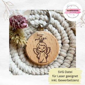 SVG Ange Ange Gardien Porte-clés Ange Baptême Confirmation Communion Confirmation Protection Laser