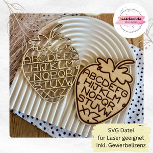 SVG Einschulung ABC Erdbeere Lernhilfe Anhänger Lesehilfe Lesen Schulkind Schule Schulstart  Laser digitale Datei inkl. Gewerbelizenz