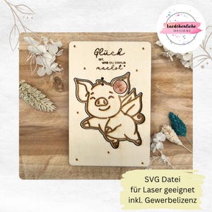 Fichier numérique laser SVG porte-bonheur cochon porte-bonheur cochon trèfle incluant une licence commerciale