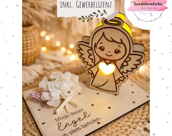 SVG engel beschermengel gloeiende ballon licht laser digitaal bestand 3 mm doop bevestiging communie bevestiging Kerstmis commerciële licentie