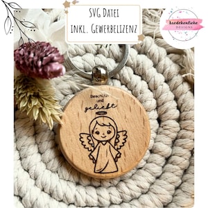 Arquivo digital SVG para gravação a laser • Anjo • Anjo da guarda • Chaveiro • Batismo, Natal, Primeira Comunhão, Crisma, Proteção • Inclui licença comercial