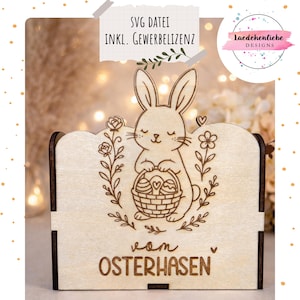 SVG Laser File Easter Basket Laser File | Easter Bunny, Easter Egg, Chicken | 3 & 4 mm Wood | Incl. Commercial License | Easter Box SVG Laser Cut