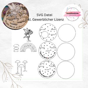 SVG Geburtsgeschenk Fee Geburtsdaten Teller Teelicht Laser digitale Datei