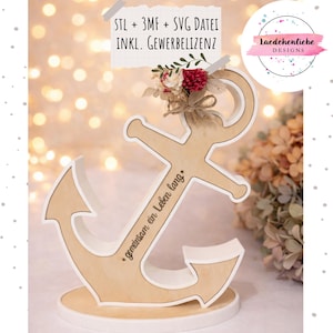 STL 3mf Wedding Ceremony Anchor Nautical Wedding Gift SVG Laser Digital File 3D Print Bambulab