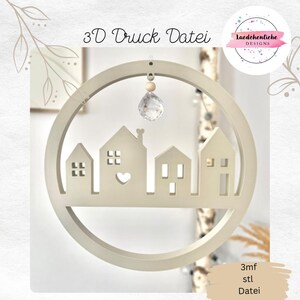 STL 3mf suncatcher loop house houses home hanging loop decoration 3D printing Bambulab