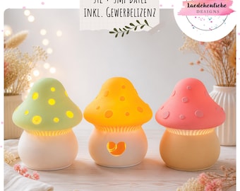 3MF + STL 3D Print File Mushroom Decoration | LED Light Mushrooms | 3 Designs | incl. Commercial License | Autumn Decor DIY | Fairy Autumn 3D Print