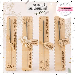 SVG Datei Laser • Silvester • Glücksbringer • inkl. Gewerbelizenz | Neujahr | Wunderkerzenhalter DIY Mitbringsel | Hufeisen | Kleeblatt