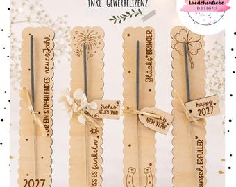 SVG file laser • New Year's Eve • Lucky charm • incl. commercial license | New Year | Sparkler holder DIY gift | Horseshoe | Clover