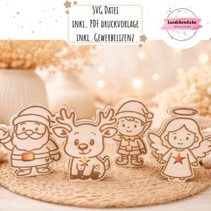 Conjunto de luzes de balão de Natal SVG + PDF • inclui licença comercial • arquivo digital de anjo para decoração de inverno, modelo para impressão a laser, Papai Noel faça você mesmo