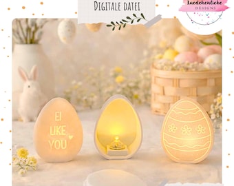 STL + 3MF | Archivo de impresión 3D para cajas de luz de huevos de Pascua | Incluye licencia comercial | Archivo de impresión 3D para decoración de Pascua con luz LED | Incluye plantilla de impresión en PDF