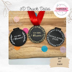 Fichier STL 3MF médaille pendentif récompense inscription scolaire rentrée scolaire enfant affichage impression 3D bricolage