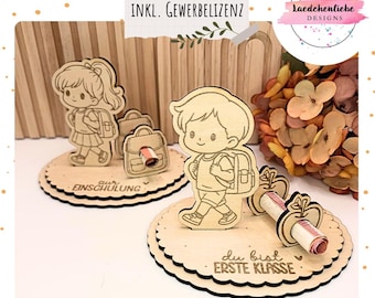 SVG Back-to-School Money Gift | Laser File Schoolchild | Digital File incl. Commercial License Back to School | Apple Money Holder School Bag 3 mm
