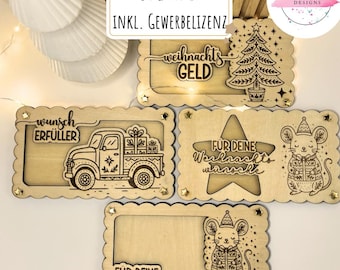 SVG file Christmas money gift | Laser file | Christmas craft idea | DIY wooden money gift | incl. commercial license | Wish fulfiller | Truck