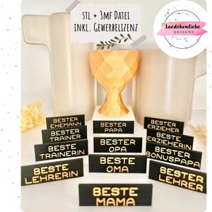 STL Dad Trophy Puchar Dziadek Mama Nauczyciel Edukator Dziękuję Dzień Ojca Wyświetlacz 3D Print Bambulab Babcia Nauczyciel Edukator Trener