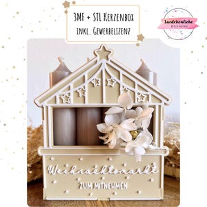 Christmas Market Candle Box 3D Print File 3MF + STL | Advent Candle Holder DIY Plug-in System | Commercial License for 100 Pieces | Christmas Decoration