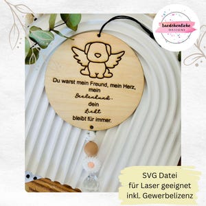 SVG Suncatcher Keepsake Dog Pet Angel chien Disparu Deuil