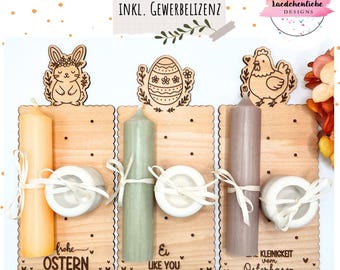 Plik cyfrowy SVG | Świecznik w pakiecie wielkanocnym SVG | Jajko i kurczak w kształcie króliczka wielkanocnego | w tym licencja komercyjna | cyfrowy plik laserowy | prezent wielkanocny