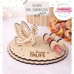 Fichier SVG pour baptême, communion, confirmation et don d'argent | Fichier laser | Don d'argent en bois à faire soi-même | Licence commerciale incluse | Réalisez vos vœux